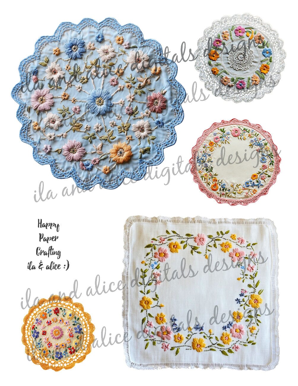 Digital Vintage Doilies Ephemera