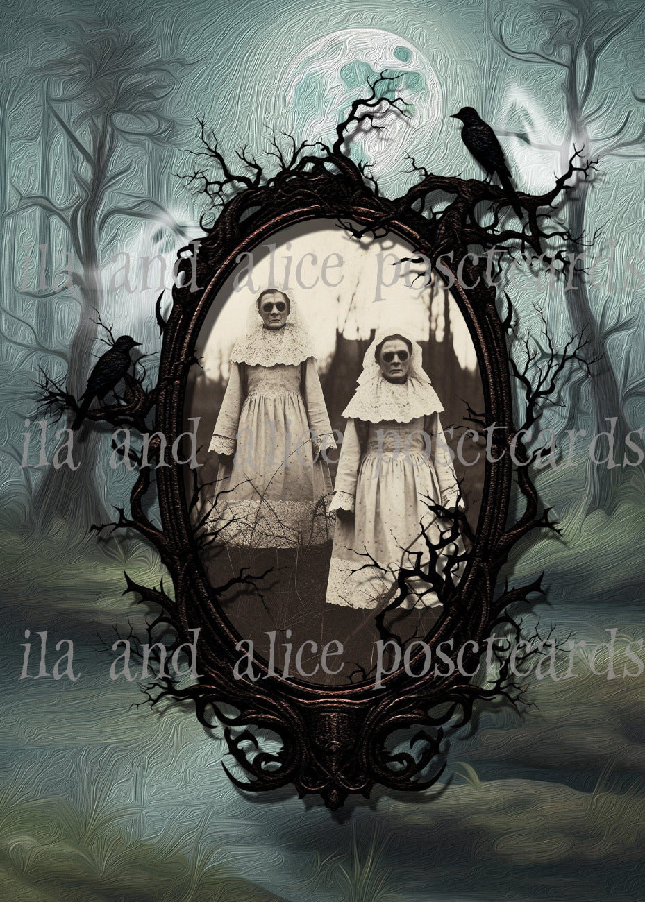 Witches in a Dark Forest Halloween Postcards