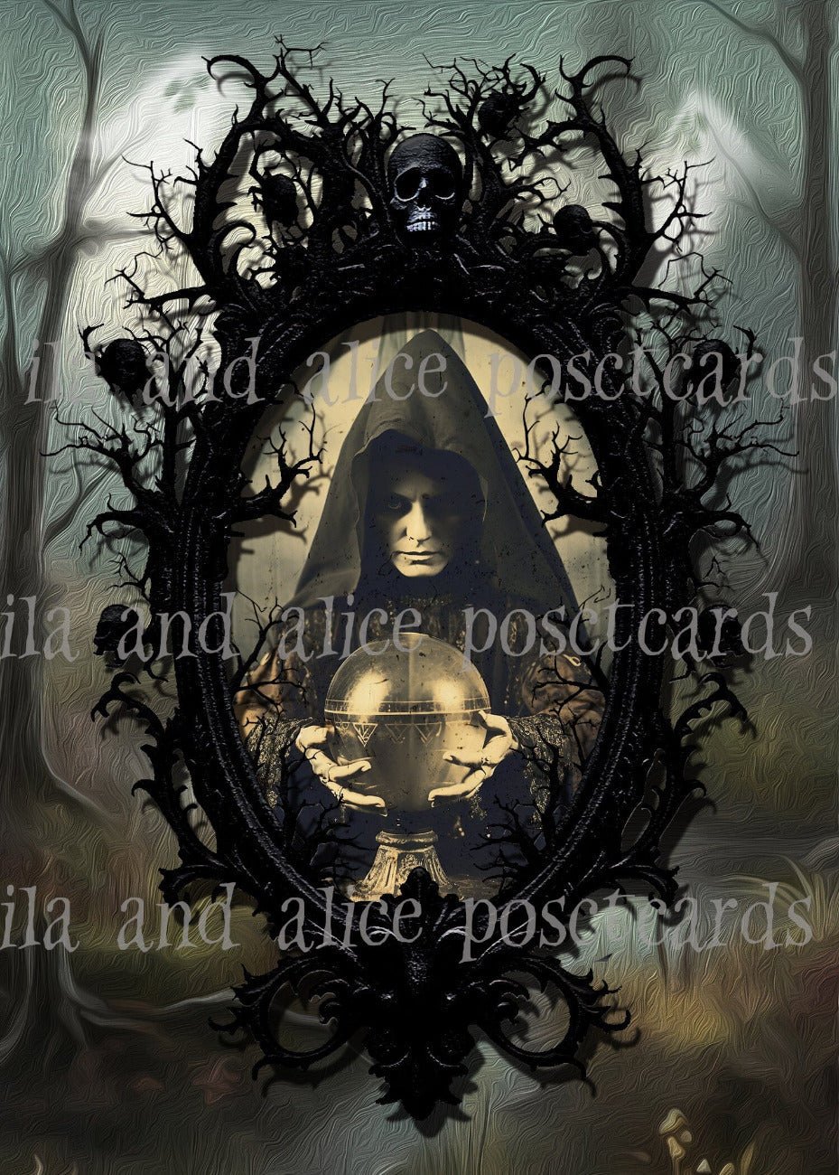Witches in a Dark Forest Halloween Postcards