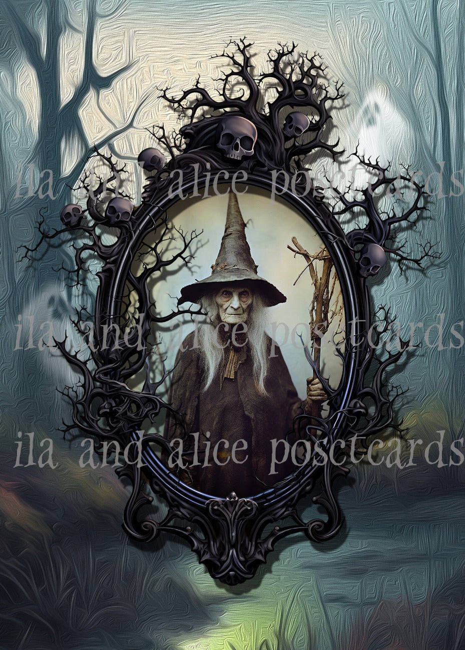 Witches in a Dark Forest Halloween Postcards