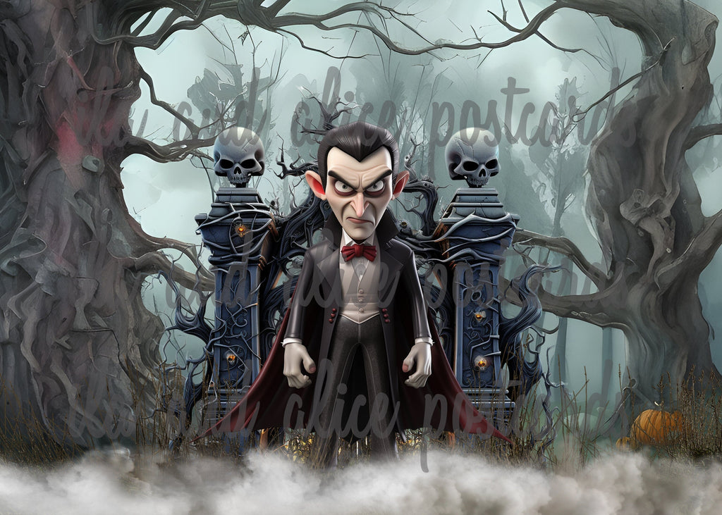 Cartes postales d'Halloween mignonnes de la forêt sombre