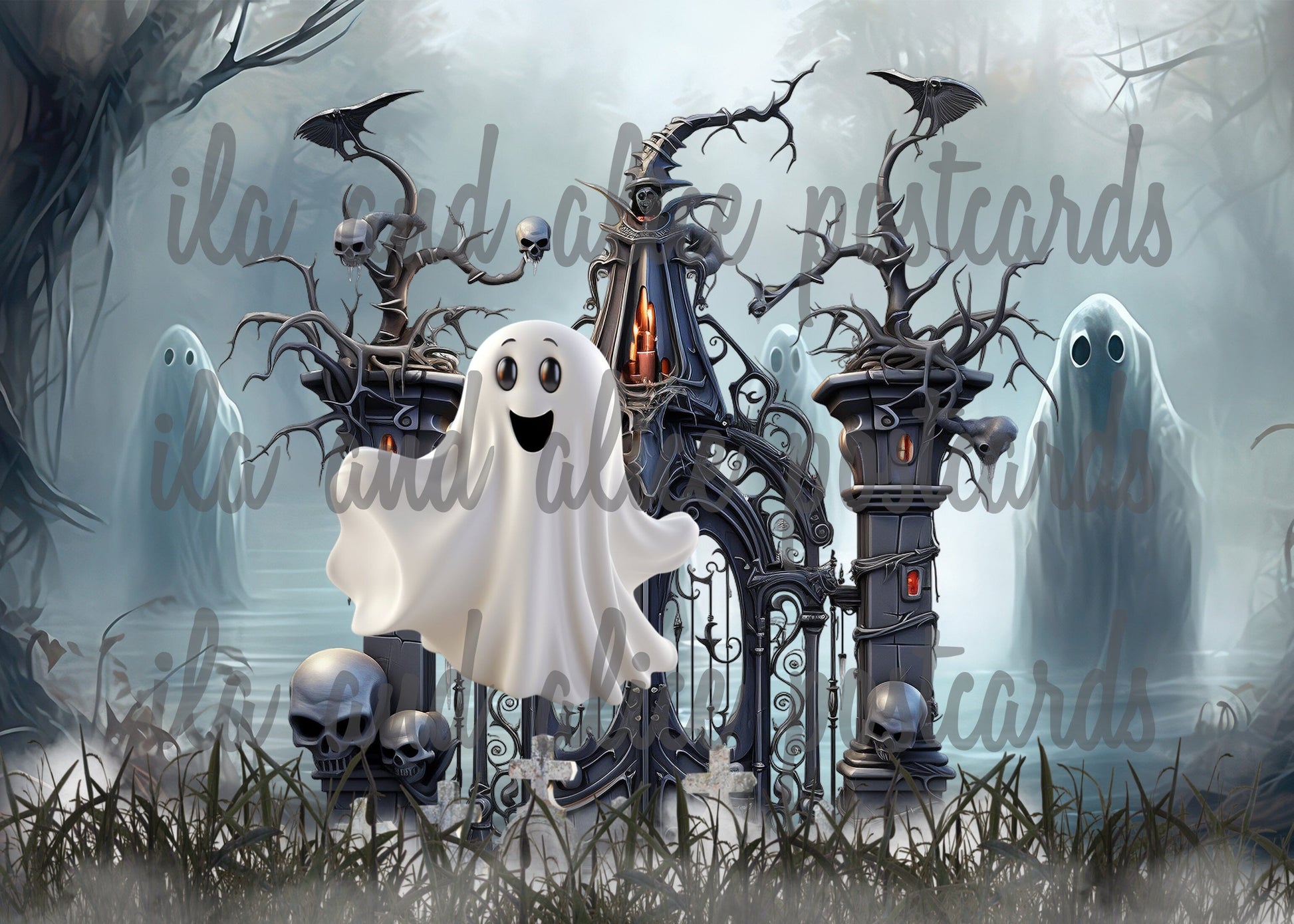 Dark Forest Cuties Halloween Postcards