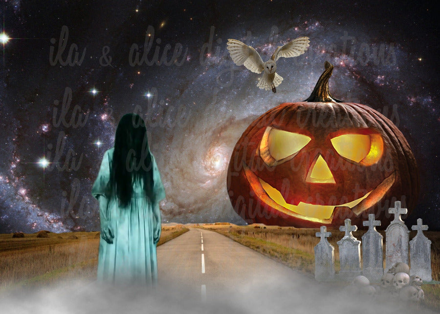 Haunted Halloween Collage Art Postcards