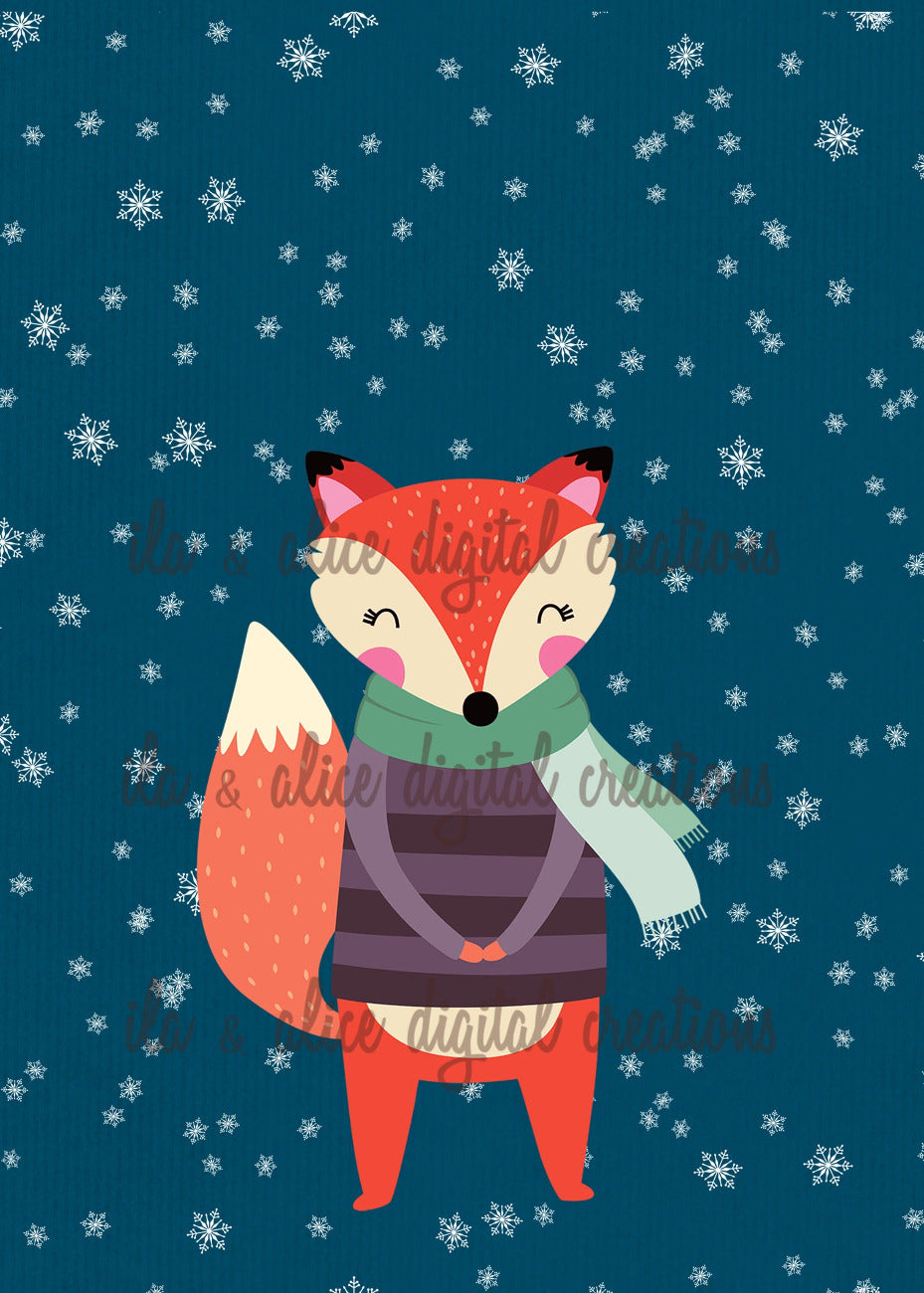 Woodland Creatures in the Winter Postcards