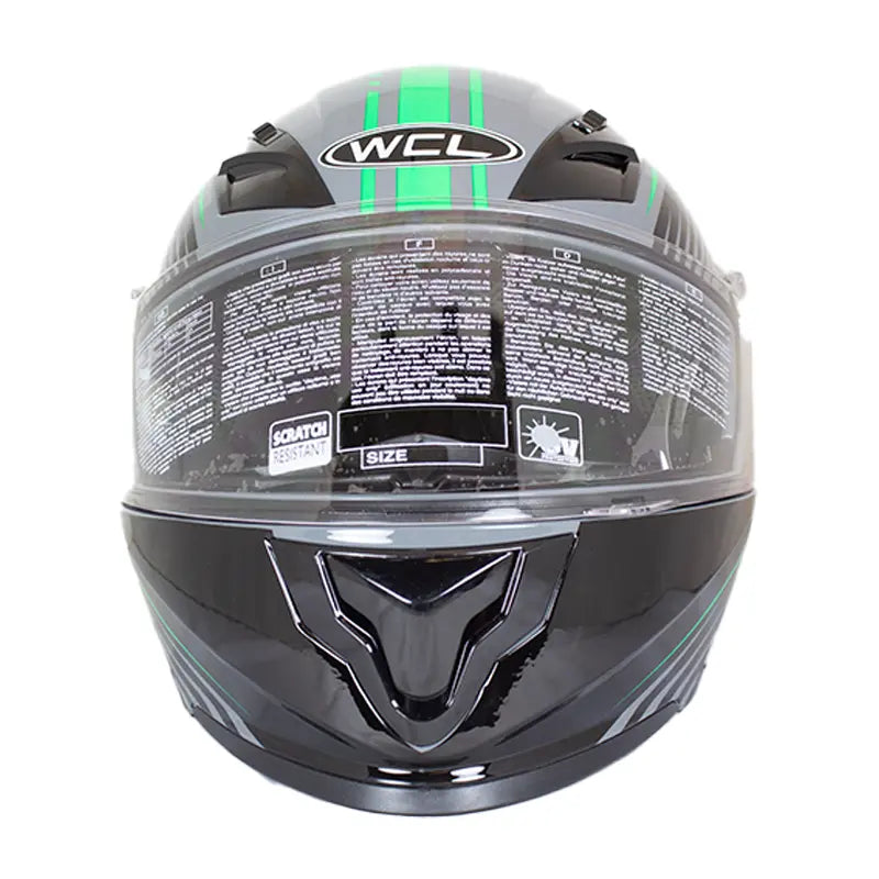 West Coast Leather Black and Green Leather Biker Helmet