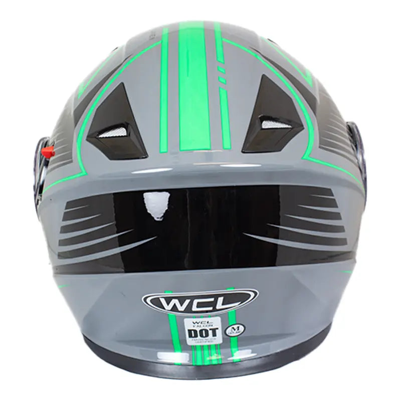West Coast Leather Black and Green Leather Biker Helmet