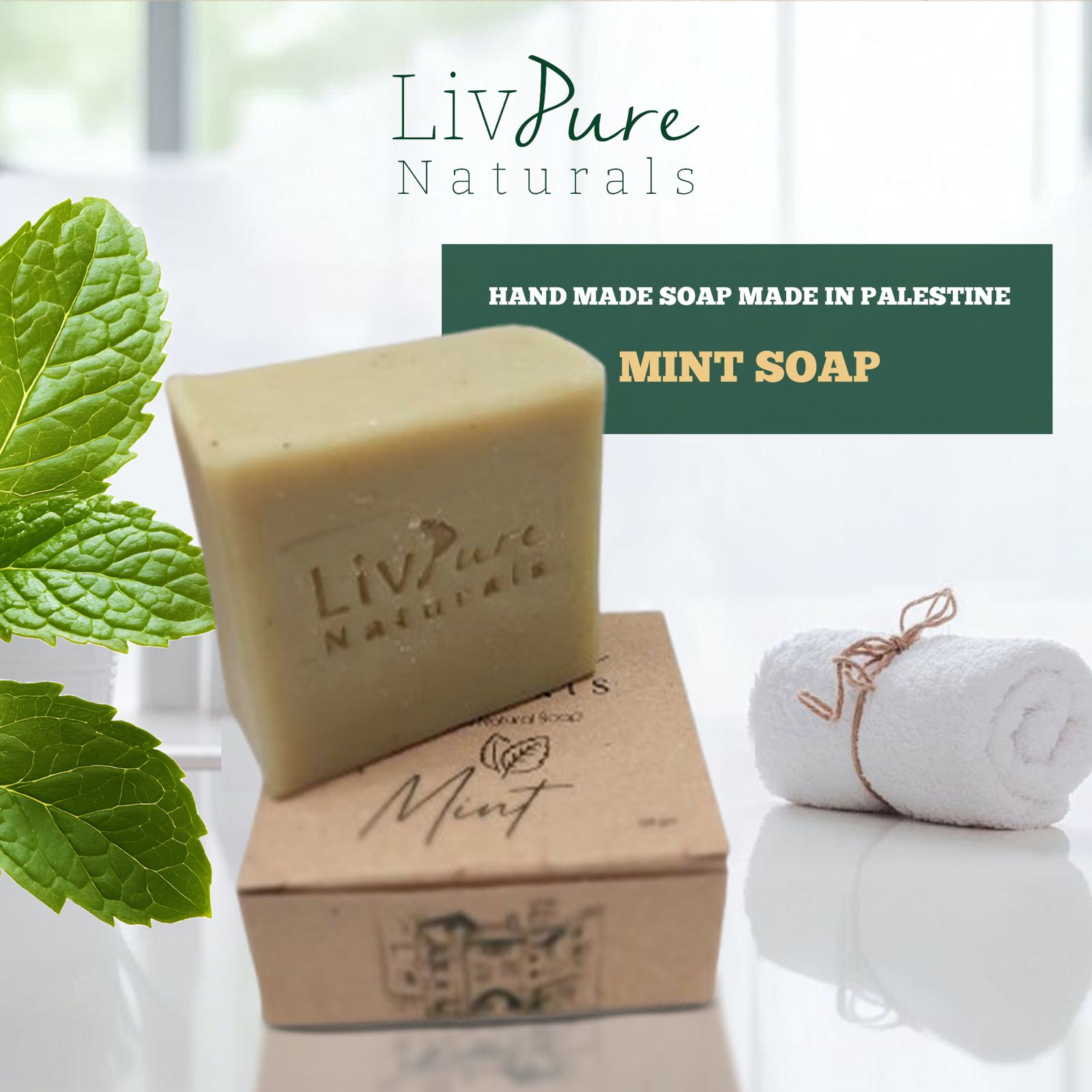 Mint-Olive Oil Bar Soap | Cooling Spearmint & Herbal Organic Bar | Natural Detox, Oily Skin Refresh