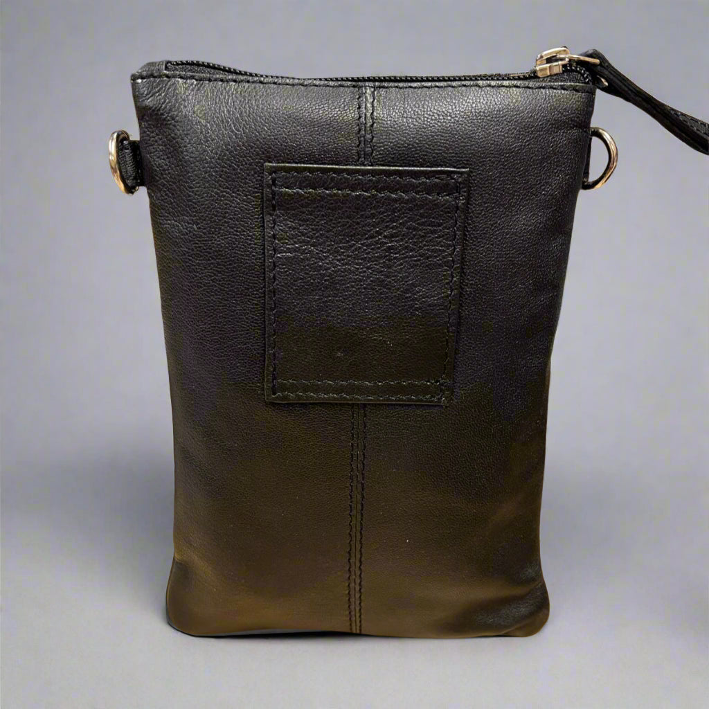 Greenwood Leather Mini Crossbody Bag with 3 Zipper Pockets