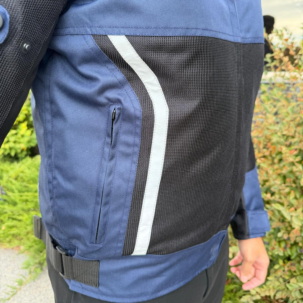 Men's Textile Motorcycle Jacket. Protective Armor, Reflective Strips & Multiple Pockets