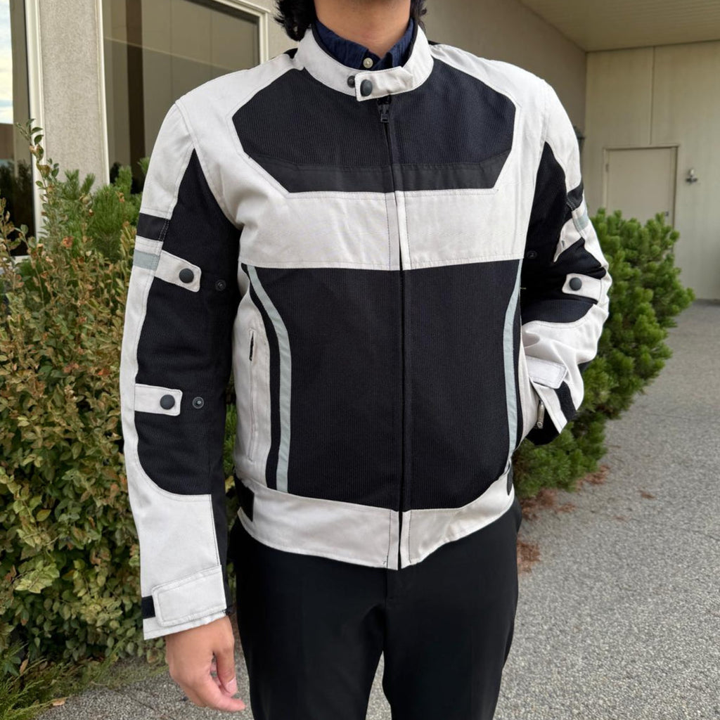 Men's Textile Motorcycle Jacket. Protective Armor, Reflective Strips & Multiple Pockets