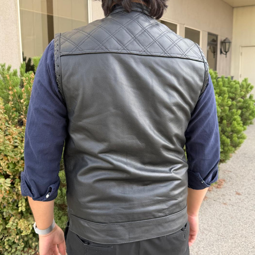 Men's Genuine Cow Leather Biker Club Vest