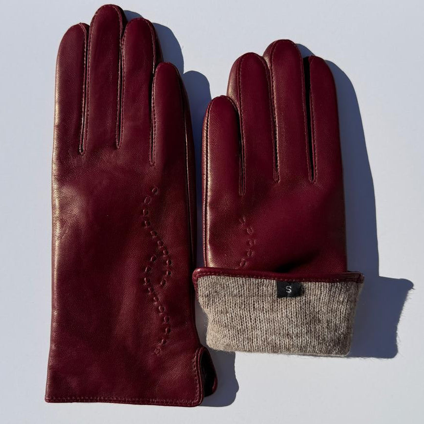 Women's Drum Dyed Lamb Leather Gloves with Wool Blend Lining