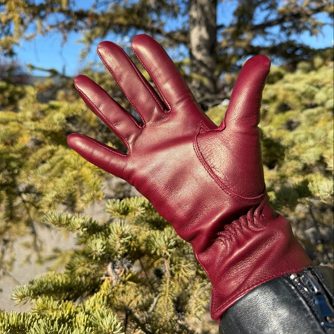 Women's Drum Dyed Lamb Leather Gloves with Wool Blend Lining
