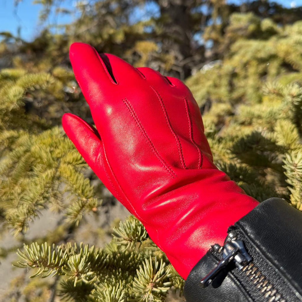 Women's Drum Dyed Lamb Leather Gloves with Wool Blend Lining