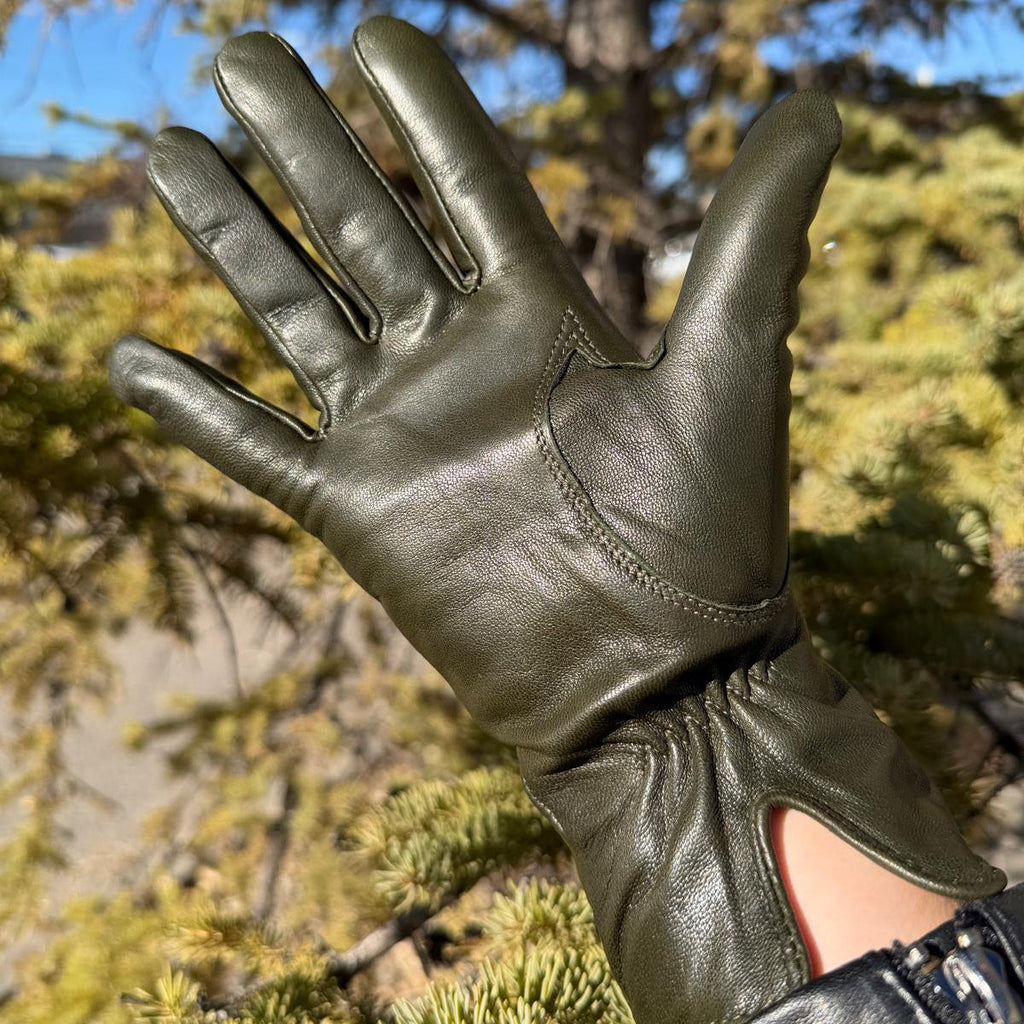Women's Drum Dyed Lamb Leather Gloves with Wool Blend Lining