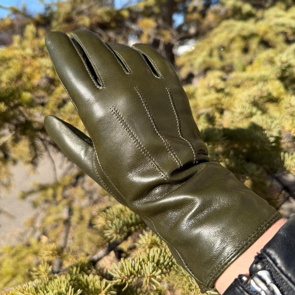 Women's Drum Dyed Lamb Leather Gloves with Wool Blend Lining