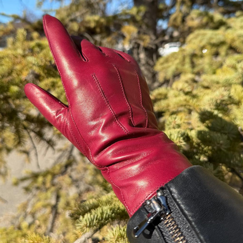 Women's Drum Dyed Lamb Leather Gloves with Wool Blend Lining
