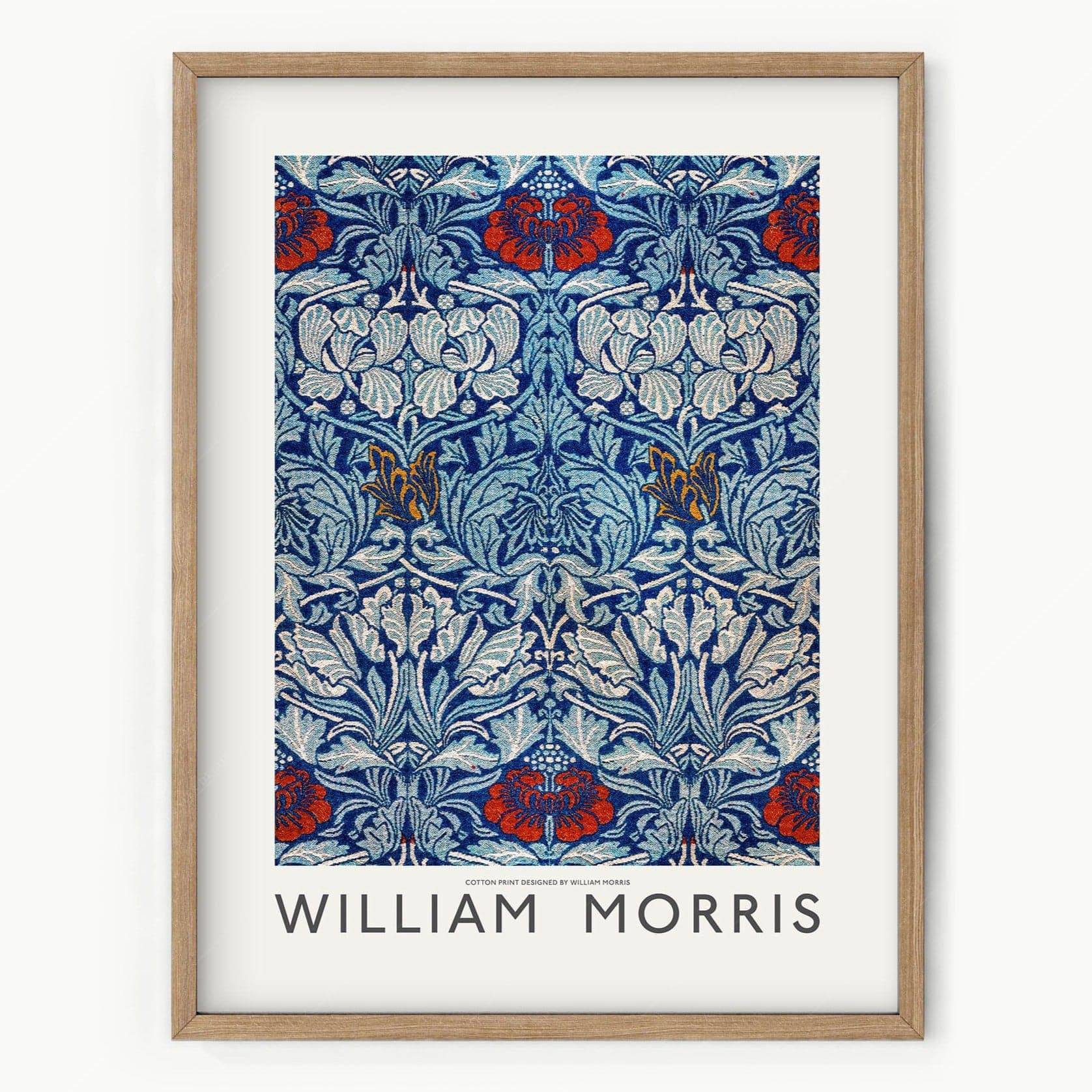 William Morris Blue Floral Cotton Print – Arts and Crafts Wall Art