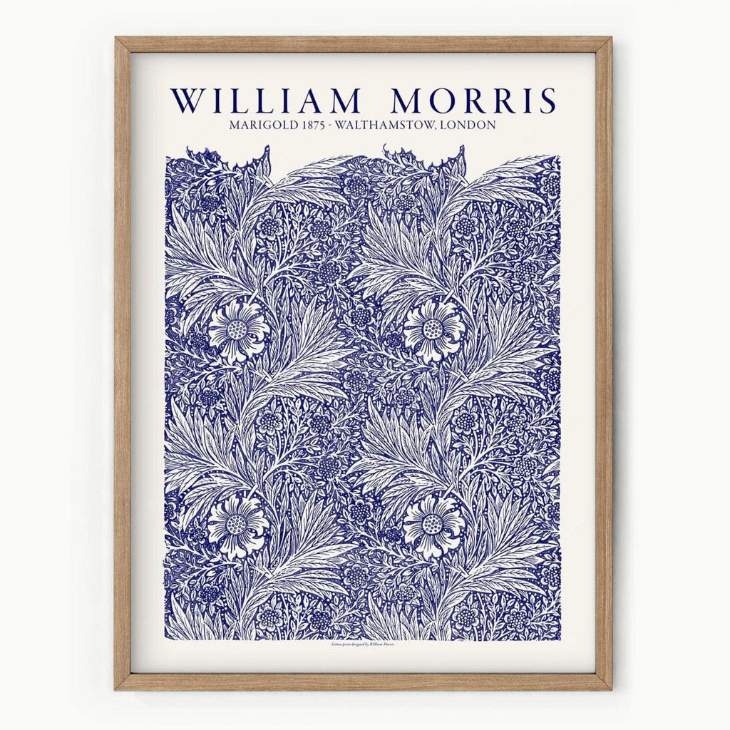 William Morris Marigold Art Print – Blue Floral Arts & Crafts Poster