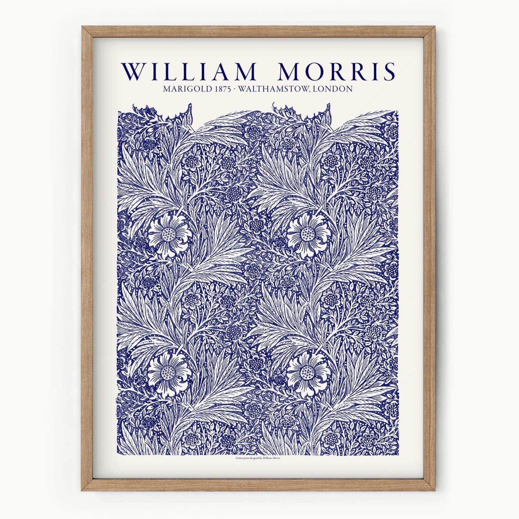 William Morris Marigold Art Print – Blue Floral Arts & Crafts Poster