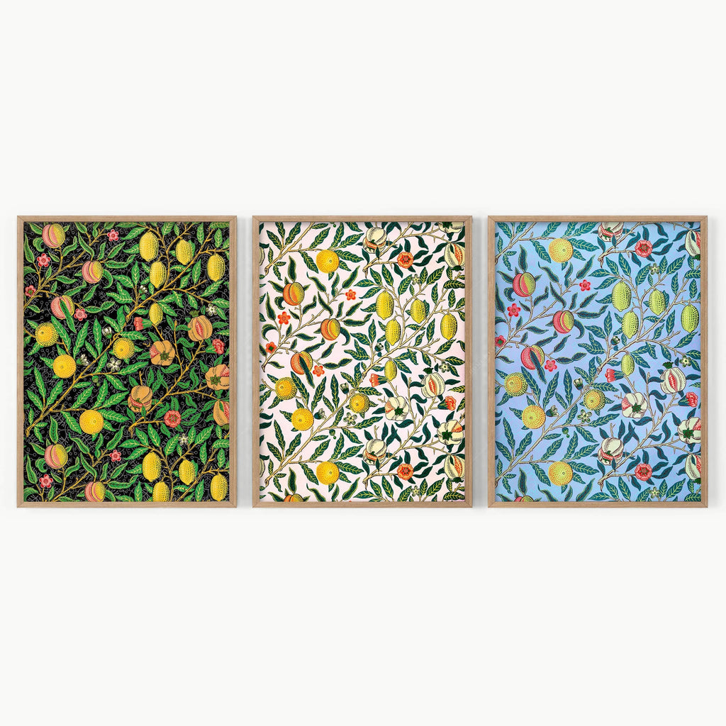 William Morris Fruit Pomegranate Set of 3 Prints – Botanical Wall Art