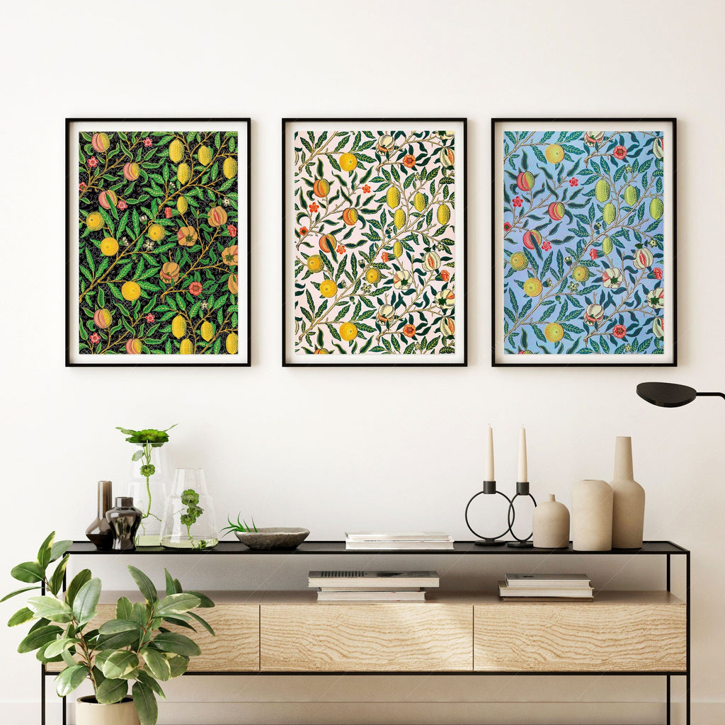 William Morris Fruit Pomegranate Set of 3 Prints – Botanical Wall Art