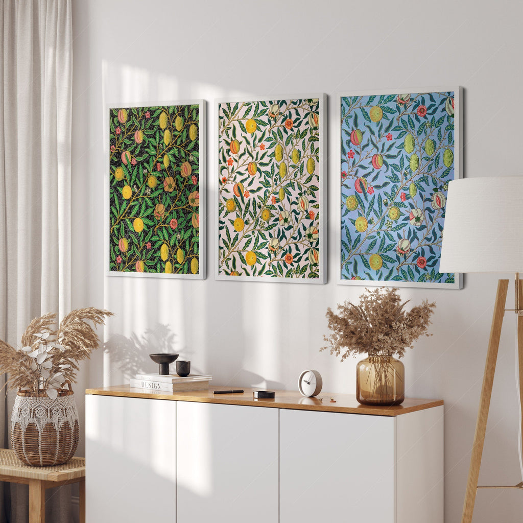 William Morris Fruit Pomegranate Set of 3 Prints – Botanical Wall Art