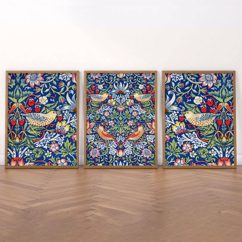 William Morris Strawberry Thief Set of 3 Prints – Arts & Crafts Wall Art