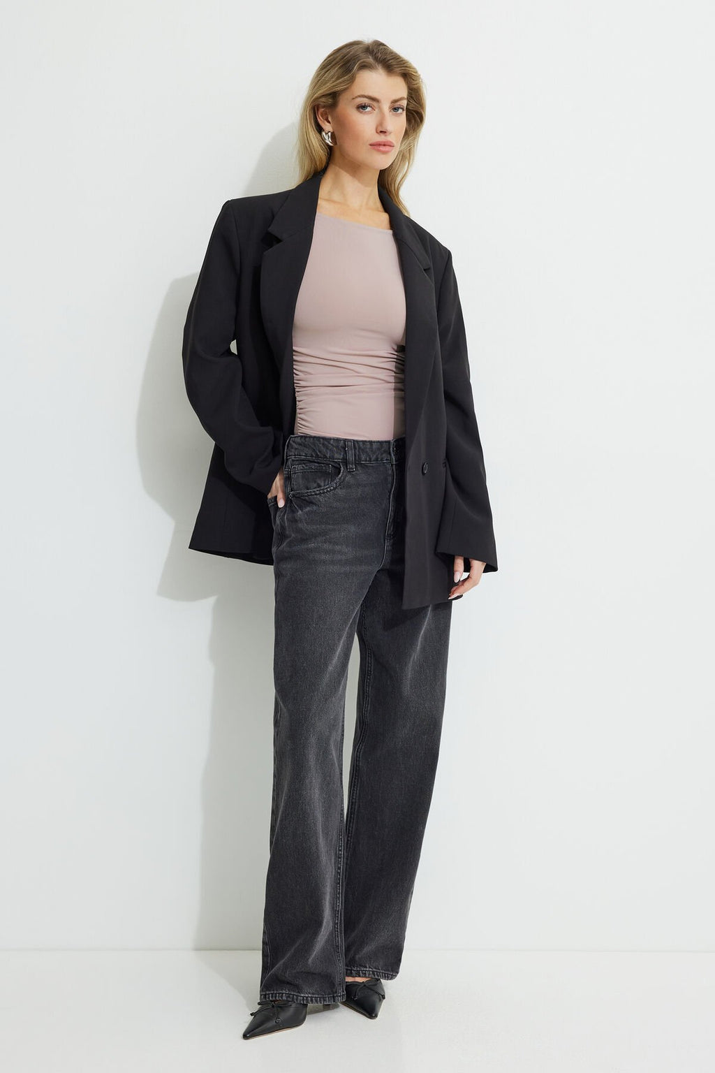 Shirred Open Back Jersey Bodysuit