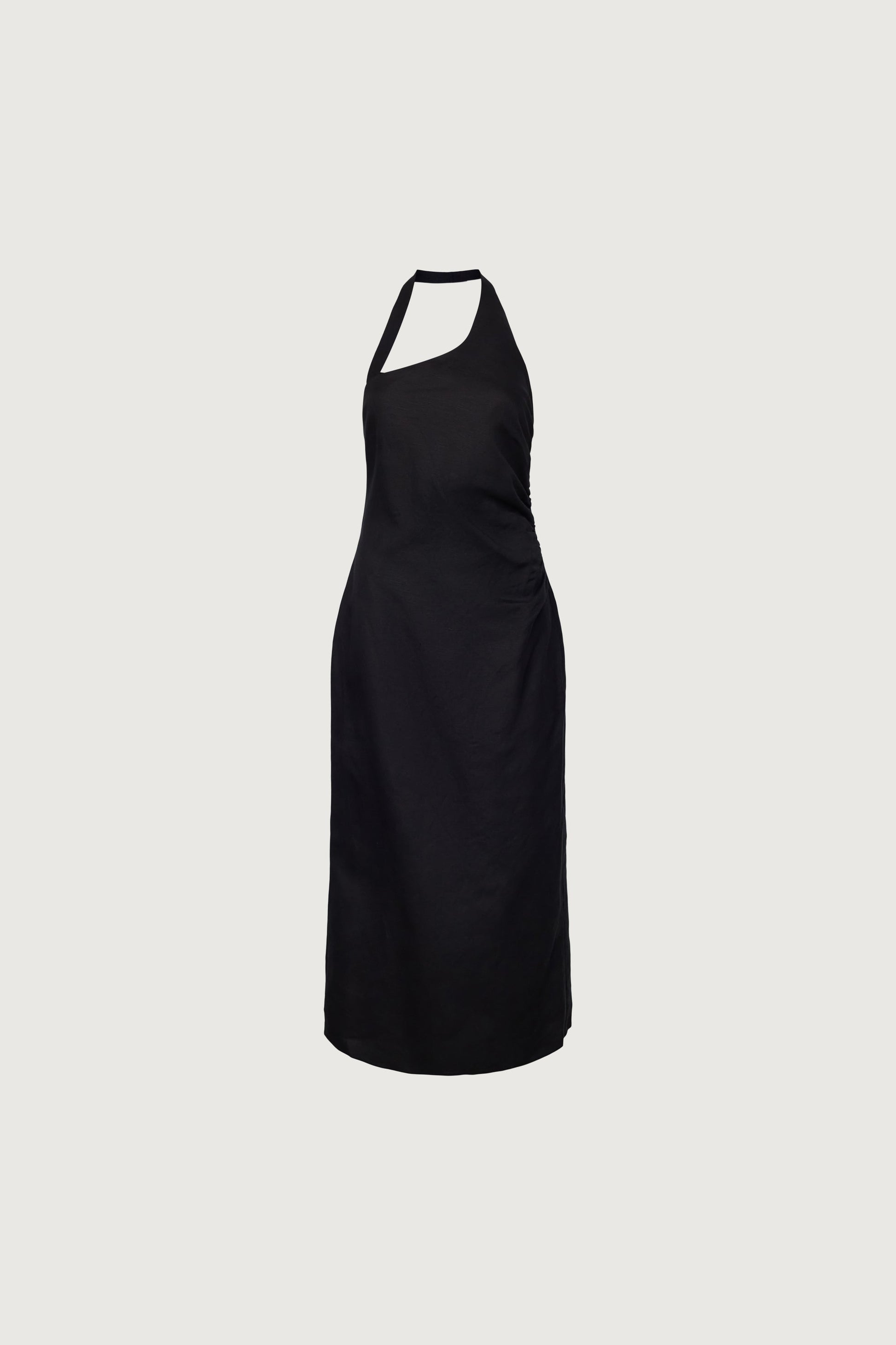 ROBE LONGUE ASYMÉTRIQUE EN MÉLANGE DE LIN