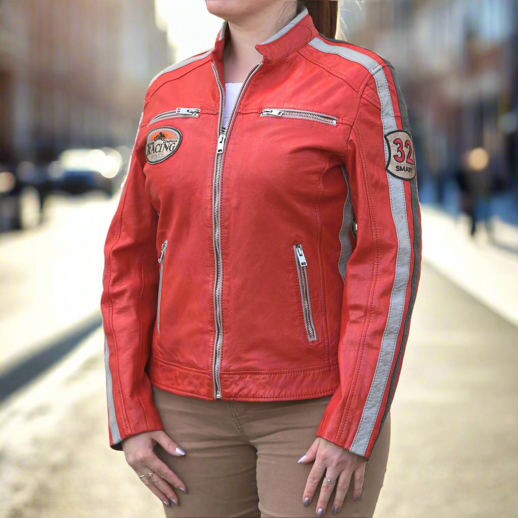 Women's Leather Jacket with Patches