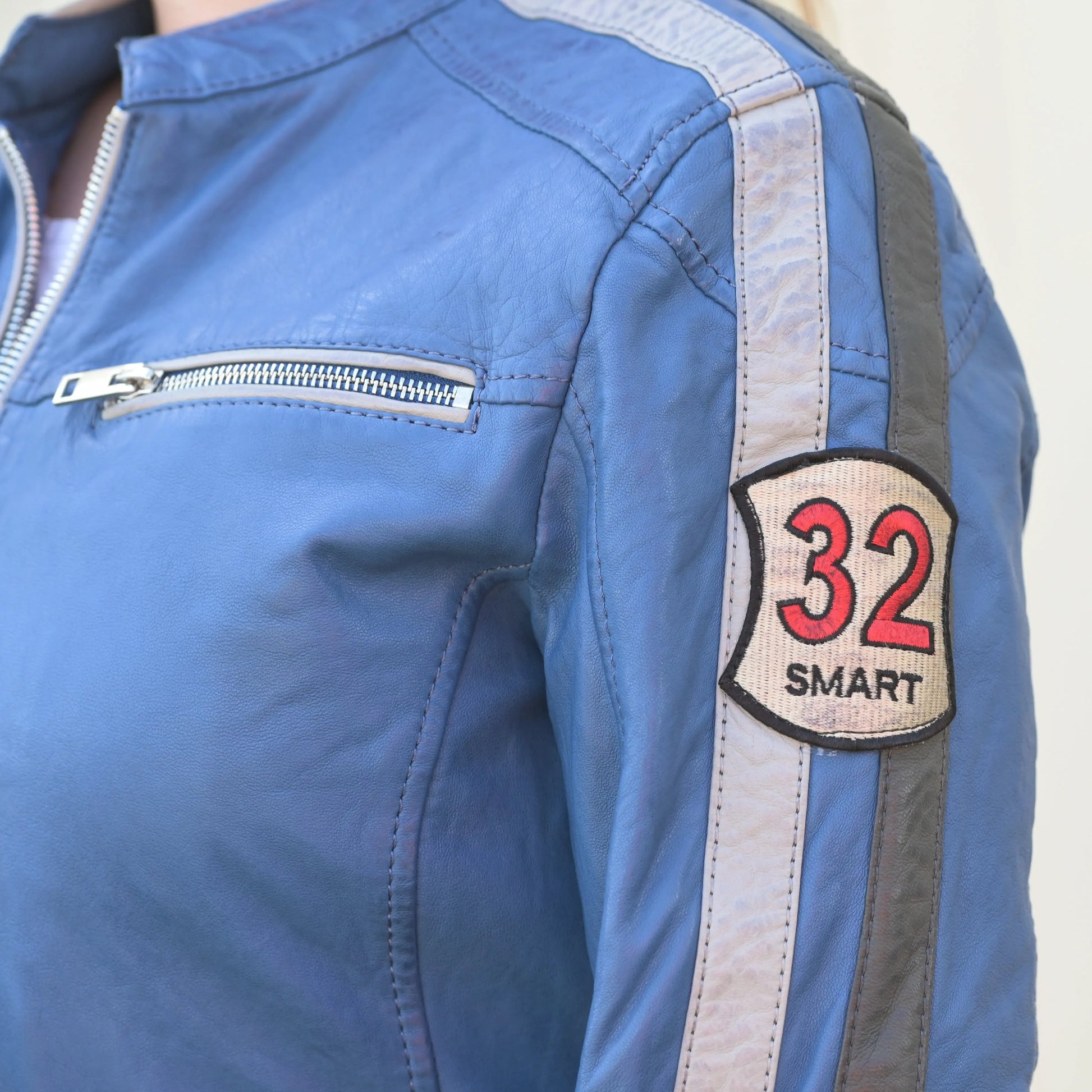 Women's Leather Jacket with Patches