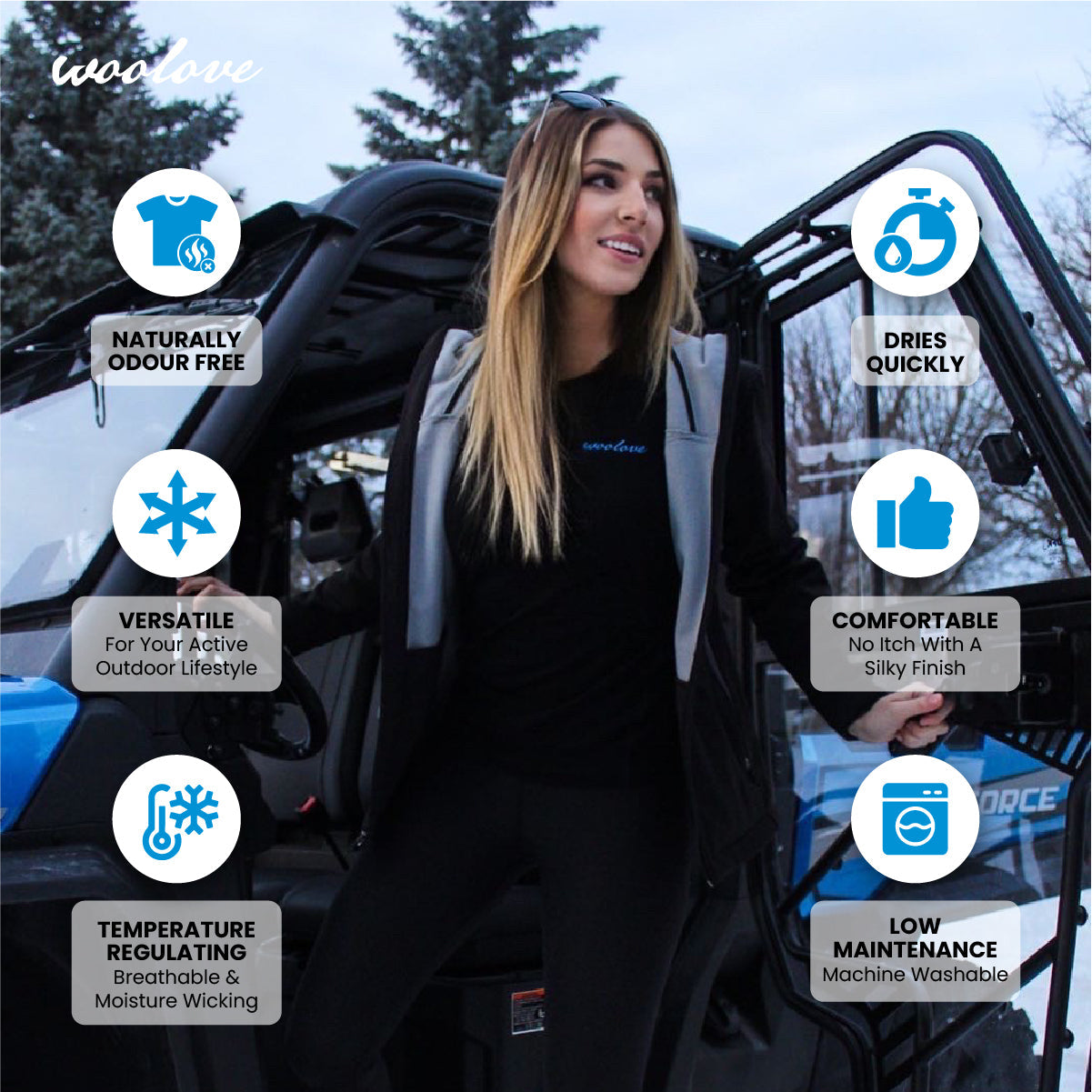 Sous-vêtements thermiques longs pour femme, 100 % laine mérinos, leggings 260 g/m² - Épais 