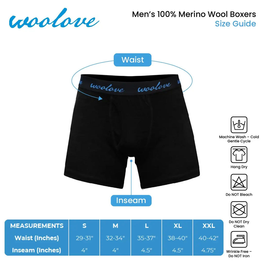 Men's 100% Merino Wool Boxer Brief Underwear