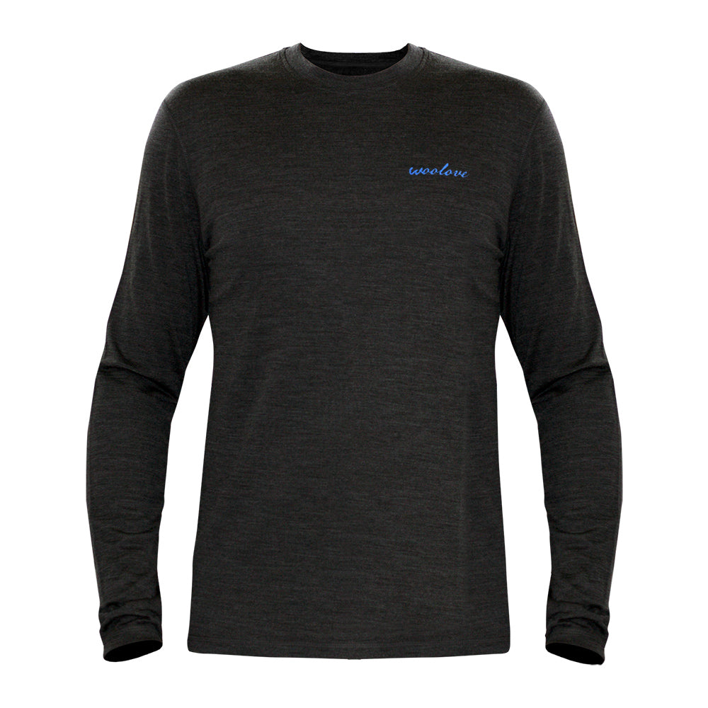 Men's 100% Merino Wool Long Sleeve Crew Neck Shirt 190 GSM