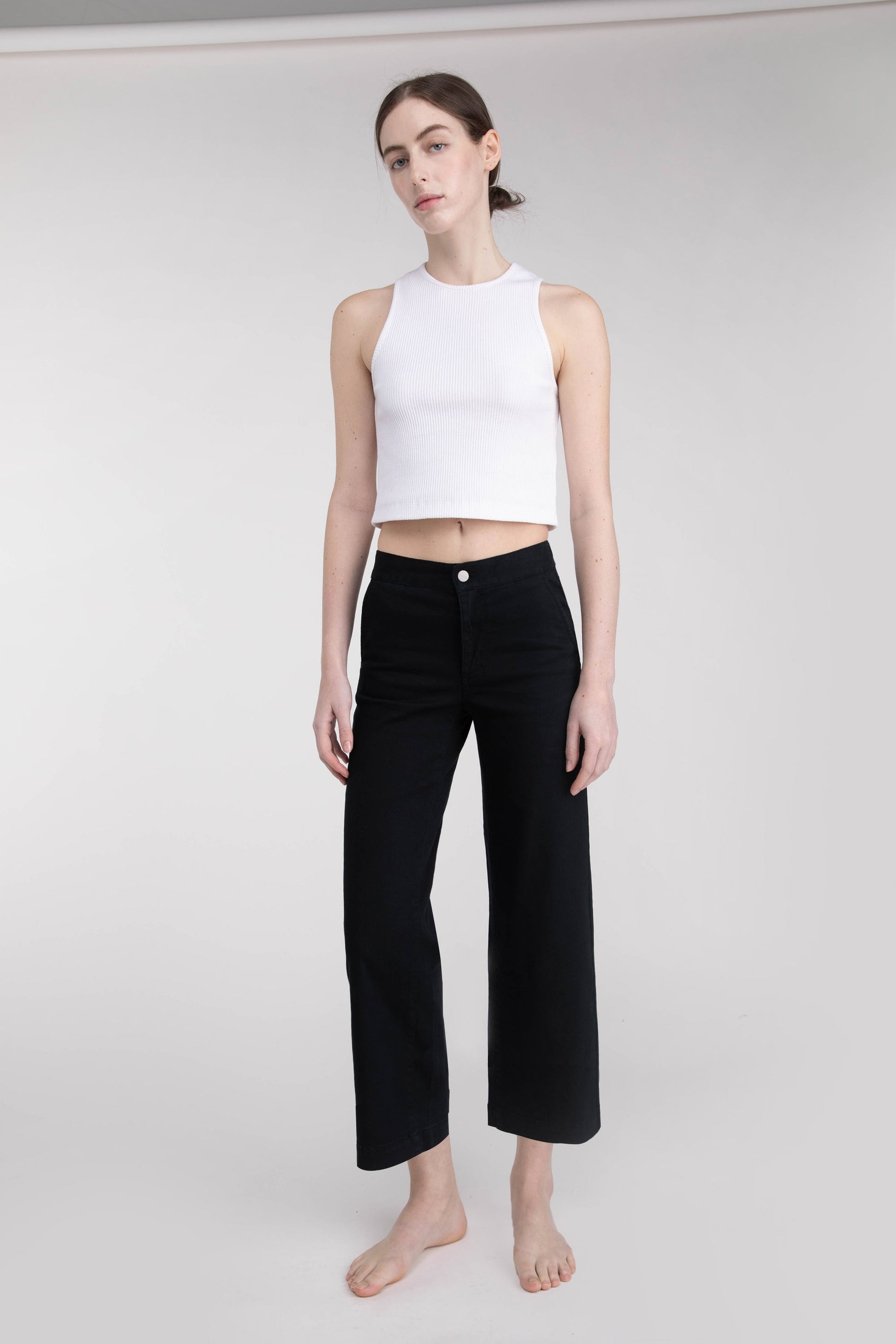 PANTALON LARGE EN SERGÉ LONGUEUR COURTE
