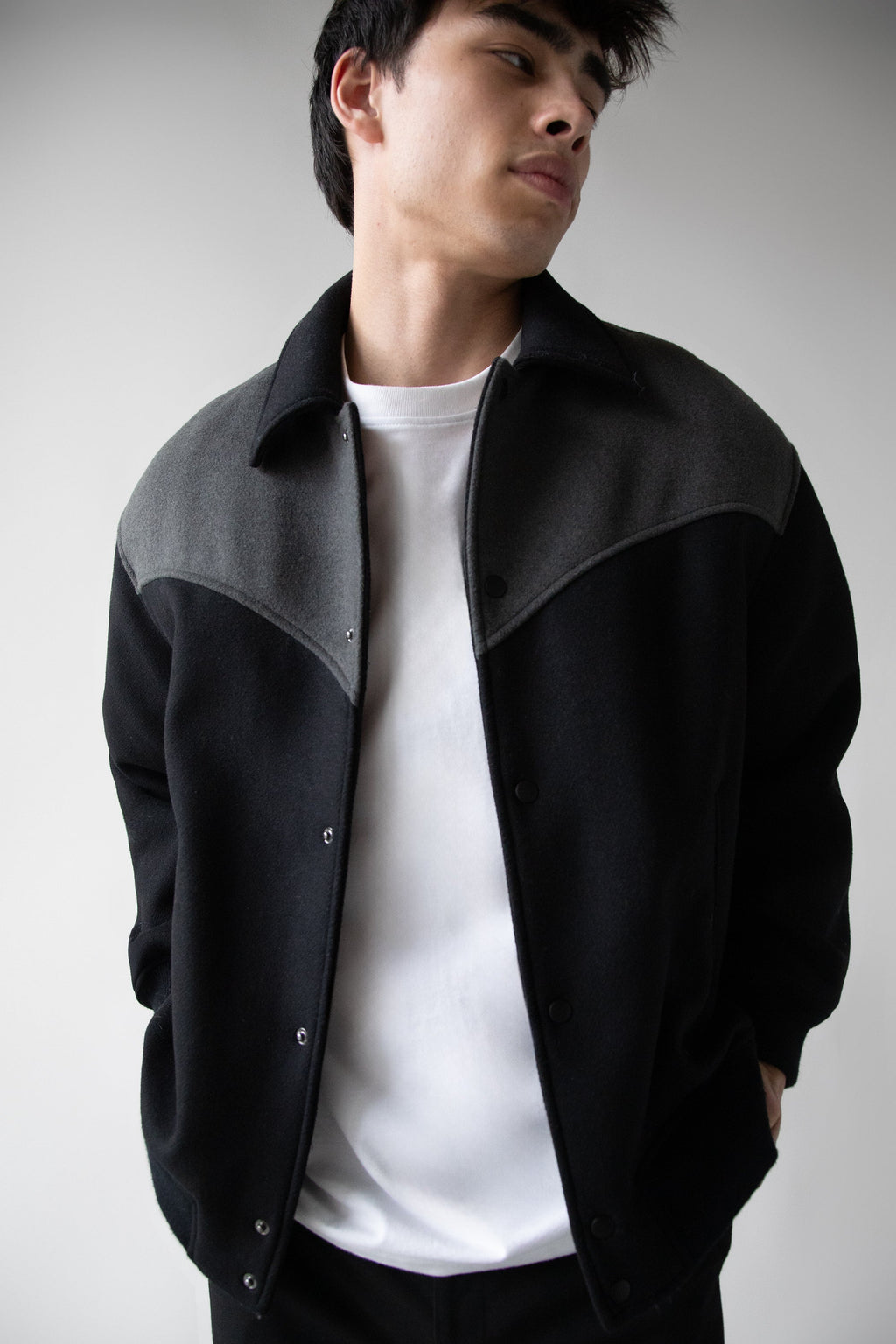 BLOUSON BOMBER EN LAINE MÉLANGÉE D'INSPIRATION WESTERN