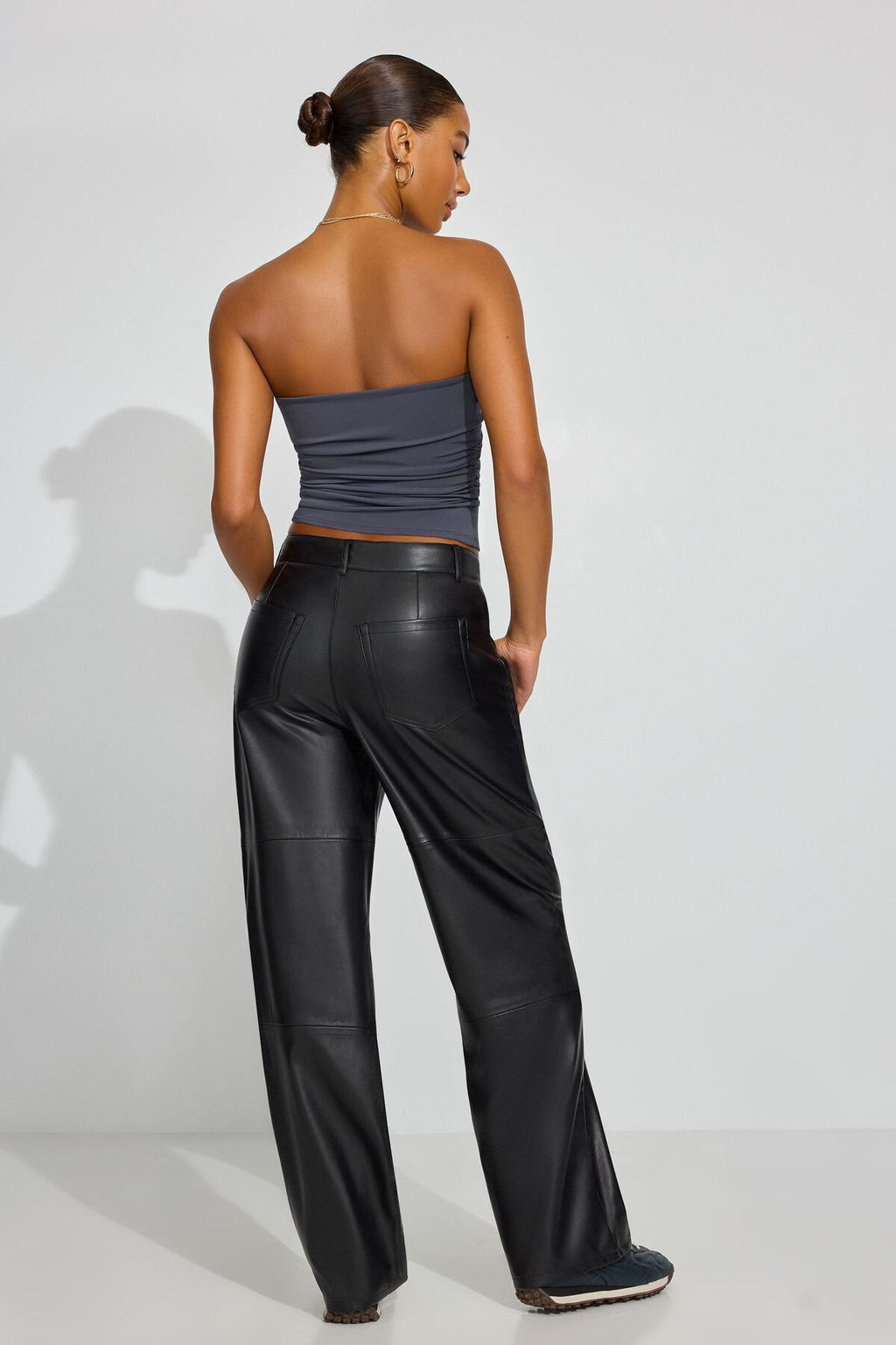 Pantalon ample en similicuir