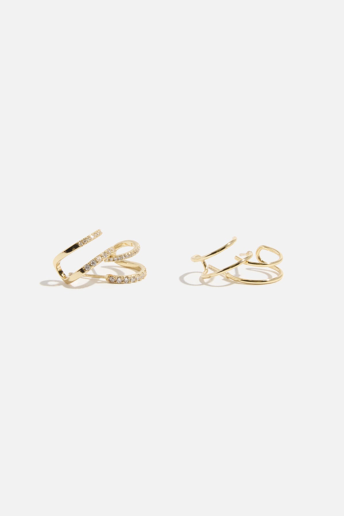 Lot de 2 boucles d'oreilles créoles doubles