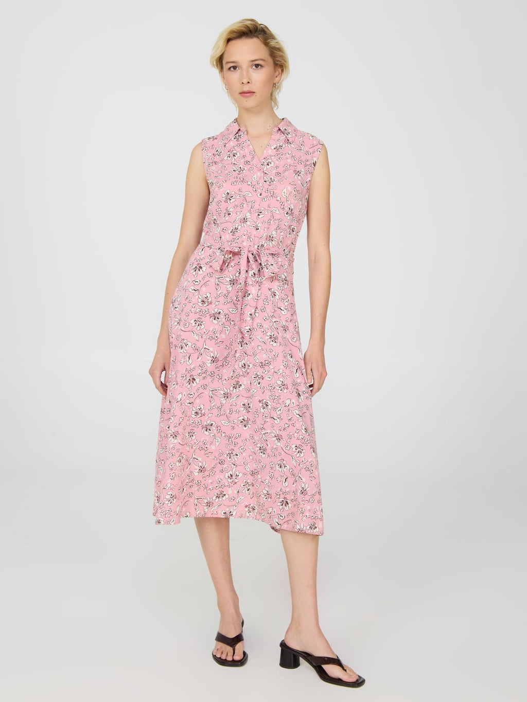 Robe midi sans manches à imprimé floral
