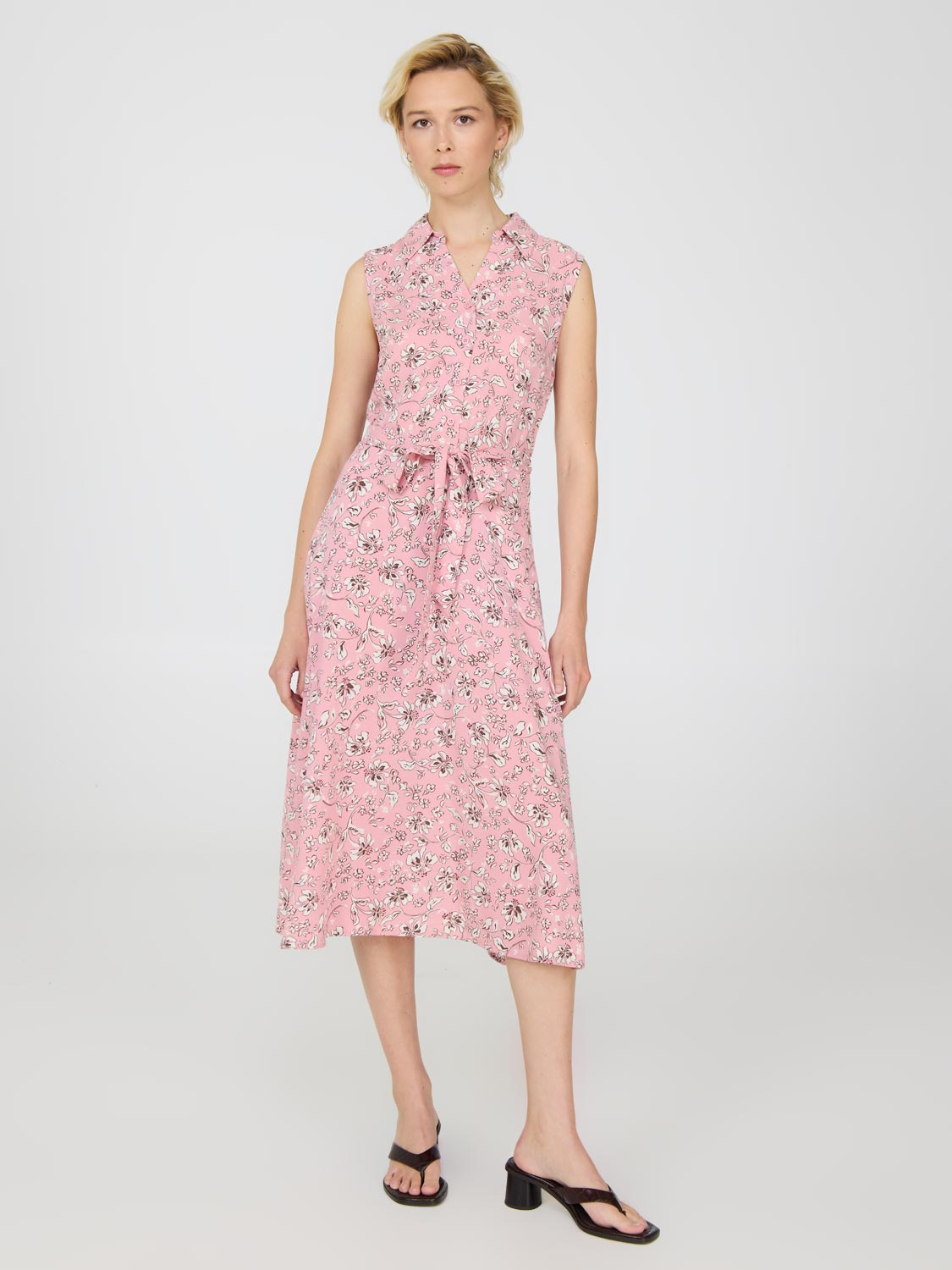 Robe midi sans manches à imprimé floral