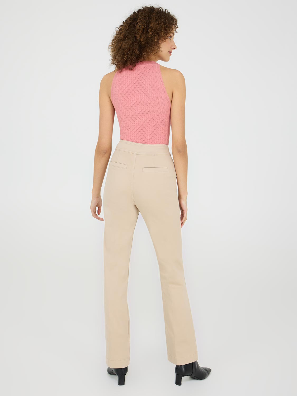 Pantalon droit taille mi-haute en Tencel