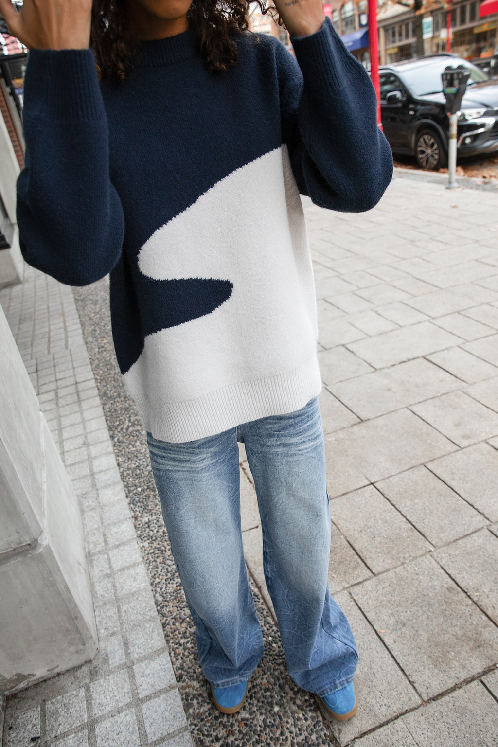 PULL OVERSIZE EN MAILLE INTARSIA