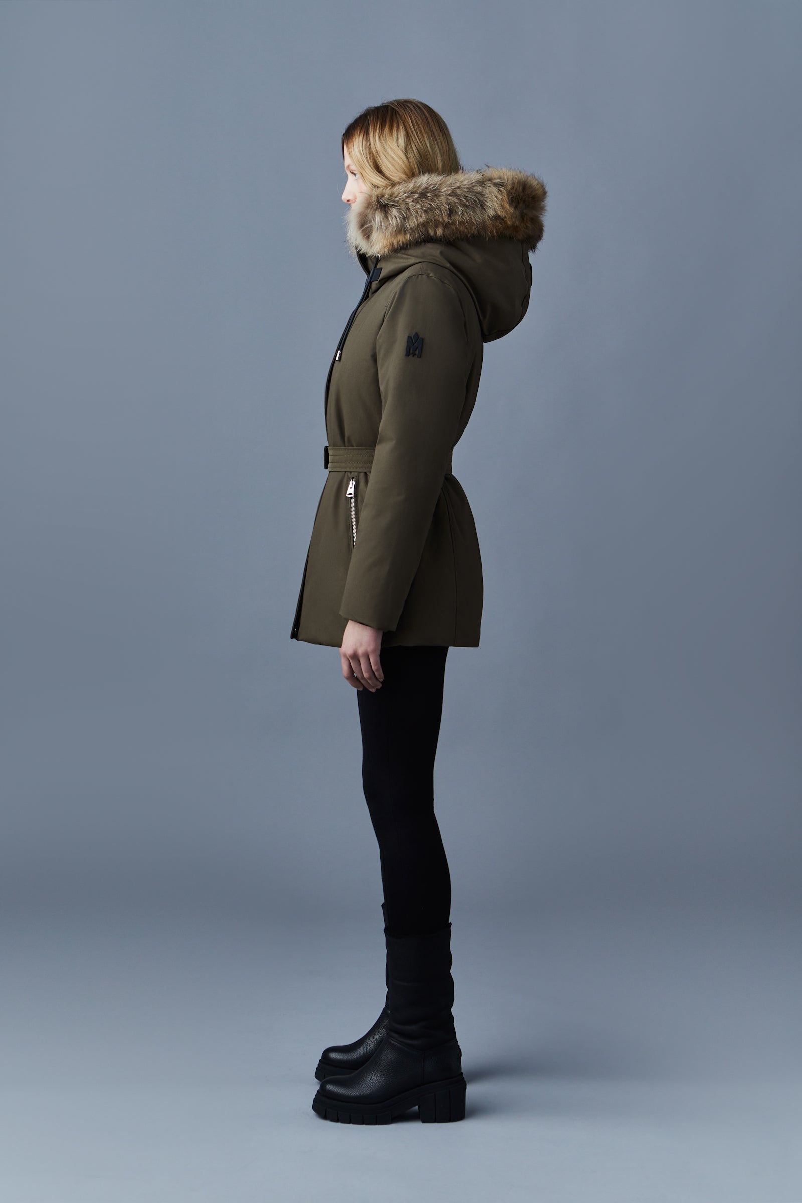 Parka en duvet 2 en 1 JENI avec plastron amovible et fourrure naturelle