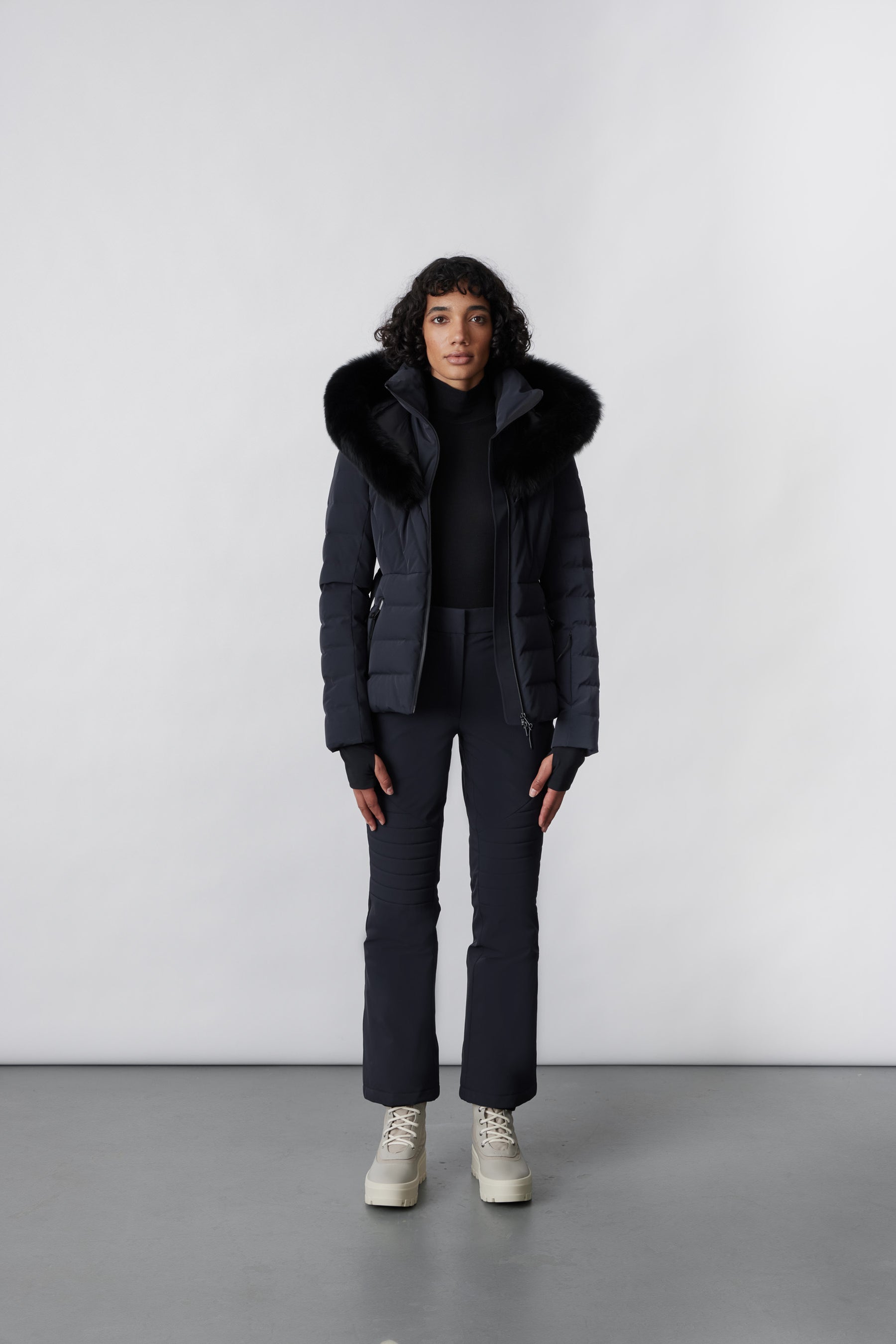 ELITA-Z Down ski jacket with removable blue fox fur trim