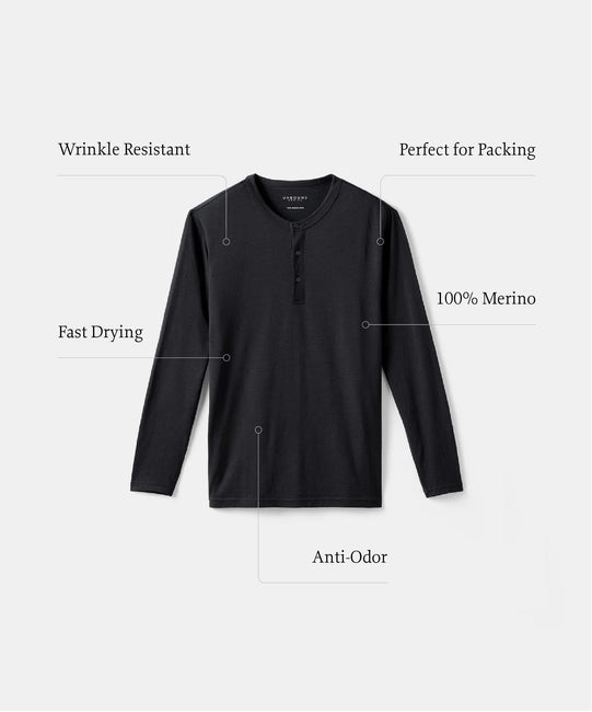 Men's Long Sleeve Merino Henley