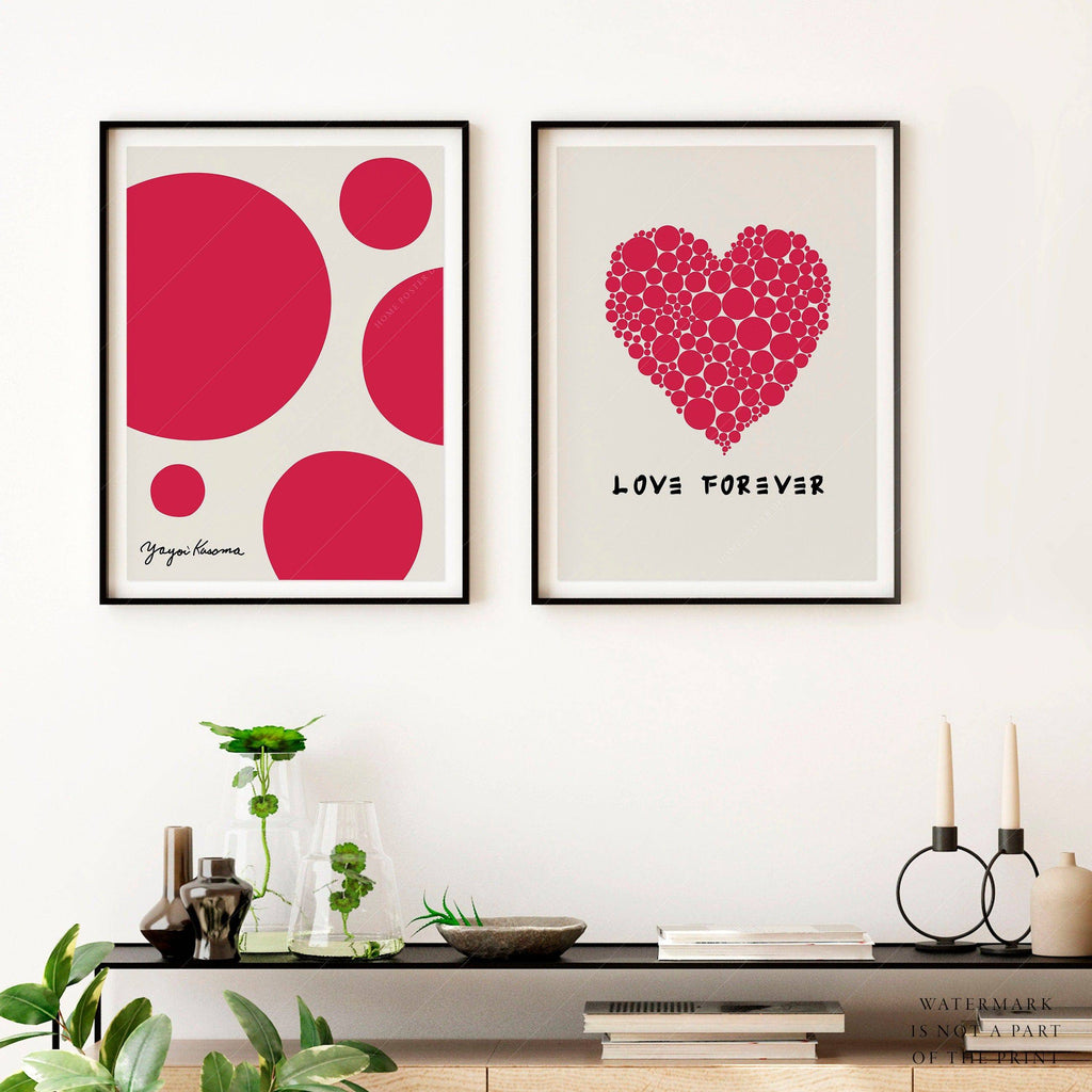 Yayoi Kusama Love Forever Set of 2 Art Prints – Modern Wall Decor
