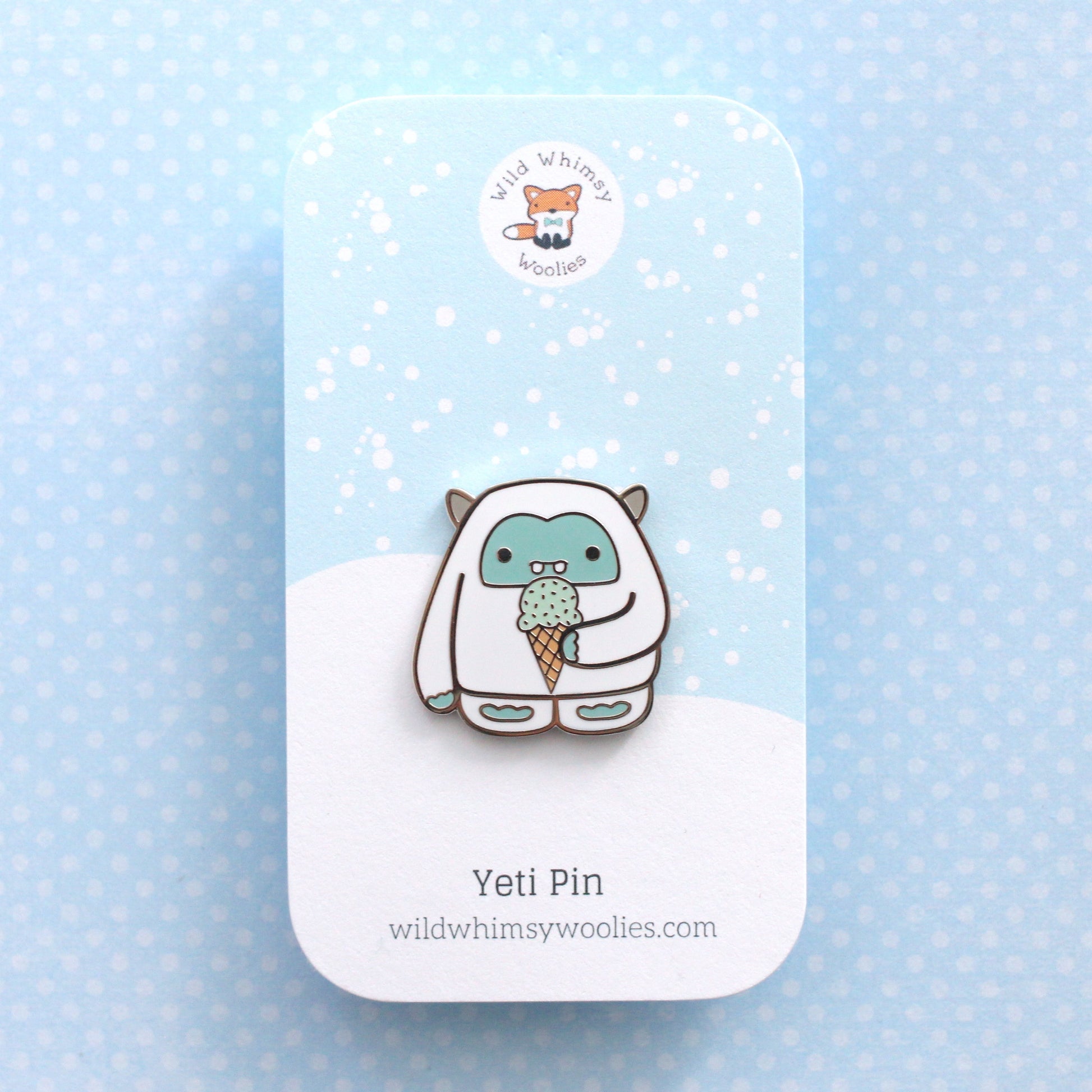 Pin's émaillé Yéti glace à la menthe. Pin's Abominable bonhomme de neige.