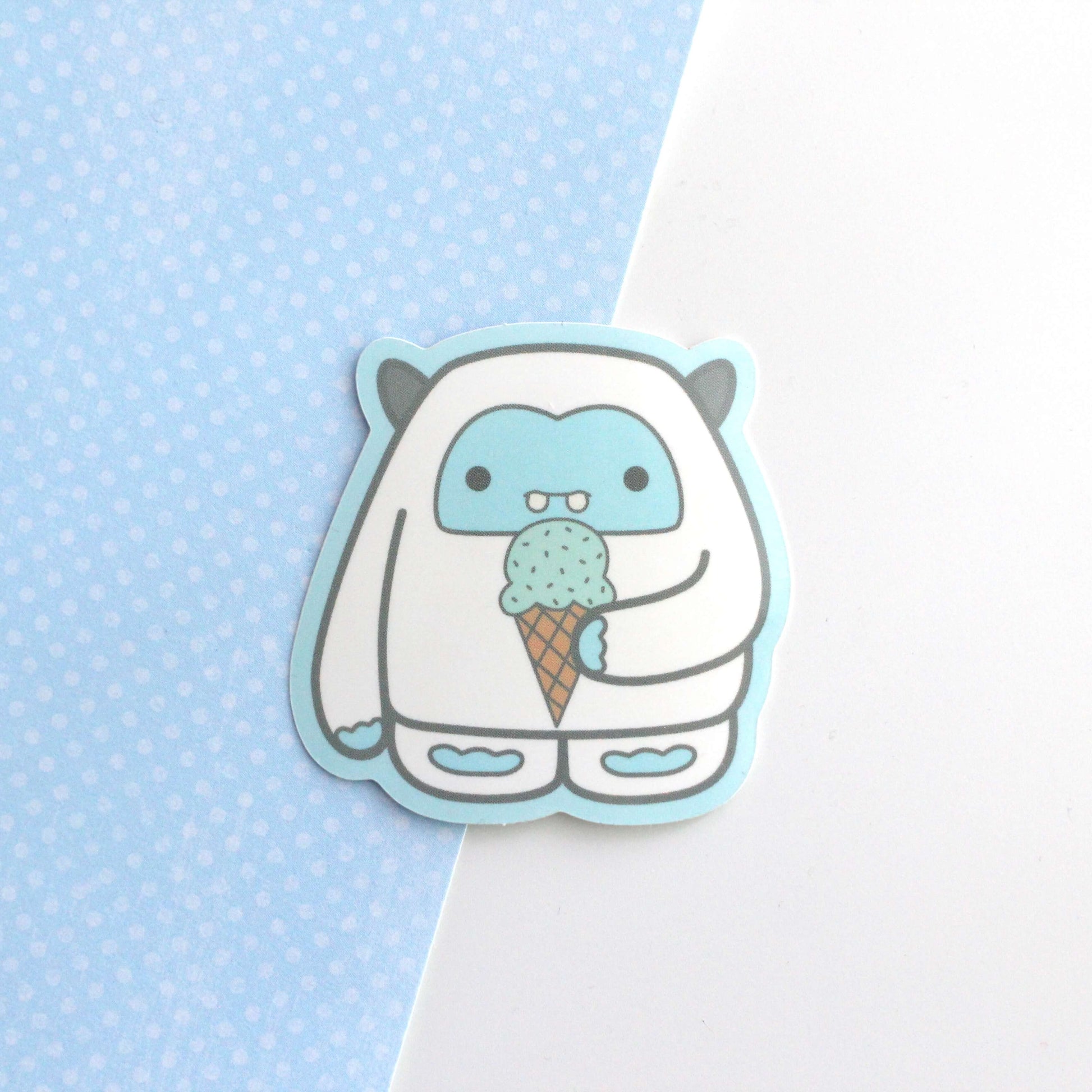 Mint Ice Cream Yeti Vinyl Sticker - Abominable Snowman Decal