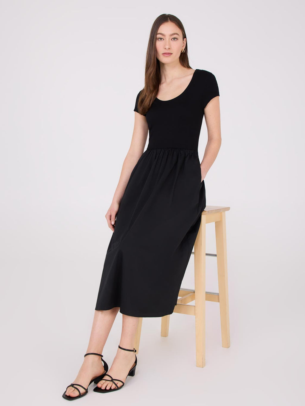 2-Fer Cap Sleeve Midi Dress